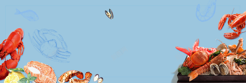 生鲜螃蟹龙虾海鲜美食蓝色bannerpsd高清背景_新图网 https://ixintu.com 卡 吃货 吃货来啦 吃货节 小吃 早餐 正餐 美味 美食 美食促销 美食海报 西点 西餐 零食 餐饮