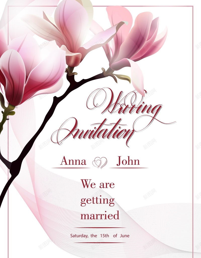 矢量手绘玉兰花清新婚庆背景ai设计背景_新图网 https://ixintu.com 婚庆 小清新 手绘 文艺 清新 玉兰花 矢量 简约 背景 请柬 邀请函 矢量图
