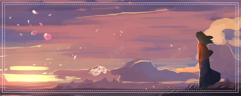夕阳文艺小清新梦幻动漫紫色bannerpsd设计背景_新图网 https://ixintu.com 夕阳 夕阳无限好 夕阳海报 夕阳红 徒步 户外运动 旅游 日出 日落 晚霞 登山 野营 露营