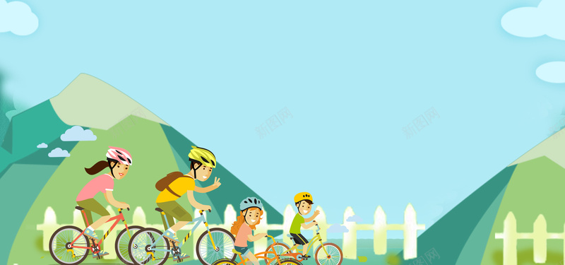 卡通骑着单车五一出游季banner背景psd设计背景_新图网 https://ixintu.com banner背景 出游季 出行记 卡通 唯美 手绘 新品促销 春夏上新 浪漫 骑着单车