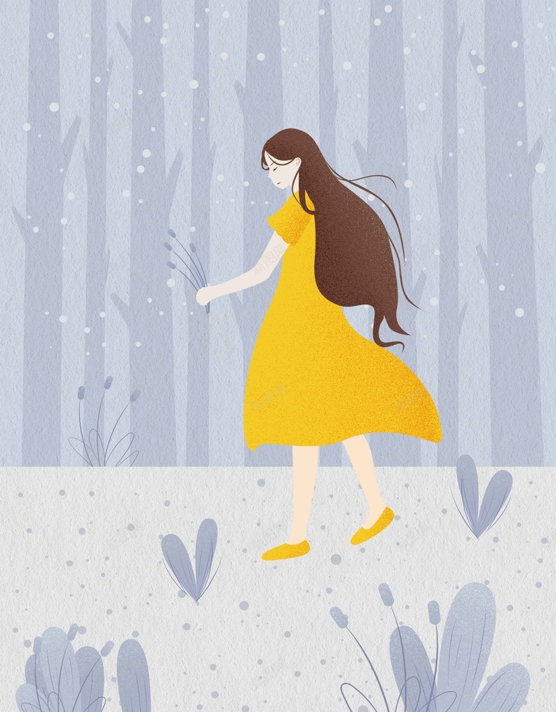 插画霜降手绘女孩可爱简约jpg设计背景_新图网 https://ixintu.com 24节气 二十四节气 人物 传统节气 女孩 手绘 淡紫色 简约 节气 霜降