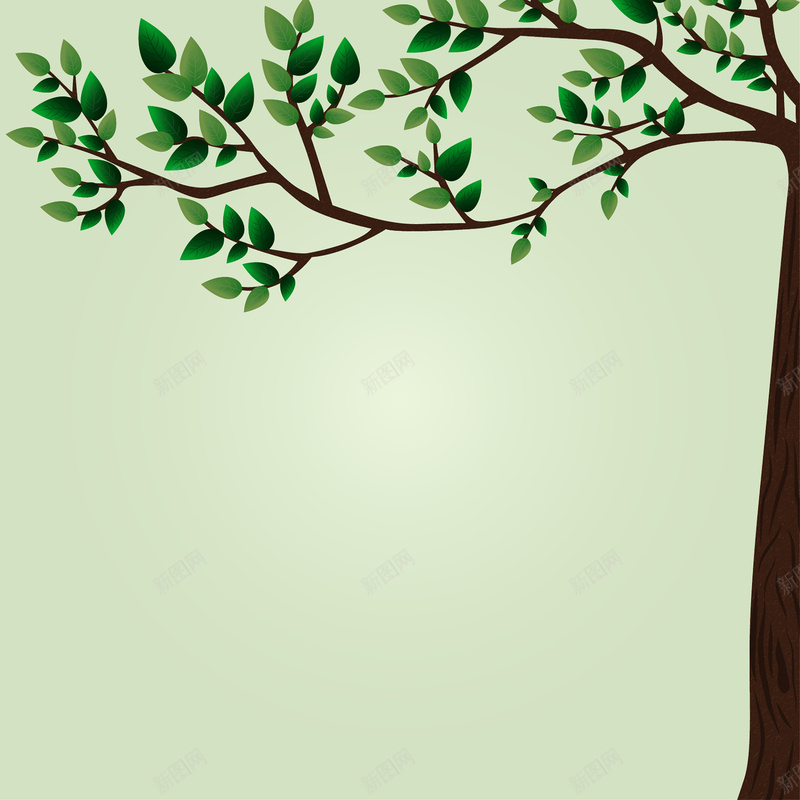 卡通绿色大树枝叶背景矢量图ai设计背景_新图网 https://ixintu.com 卡通 大树 小清新 文艺 枝叶 简约 绿色 背景 矢量图