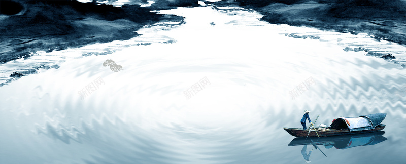 清澈江南美景文艺水纹蓝色背景psd设计背景_新图网 https://ixintu.com 出游 出游海报 大气 小船 广告 旅游 旅游背景 旅行 水纹 溪水 素材 背景 设计
