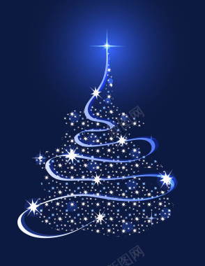 圣诞节圣诞树装饰闪亮群星矢量图背景