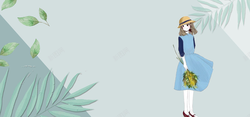 夏天小清新文艺几何绿色手绘树叶女孩背景psd设计背景_新图网 https://ixintu.com 初夏 夏天 夏天海报 夏季 女孩 小清新 广告 手绘绿叶 树叶 炎热夏天 立夏 素材 背景 设计