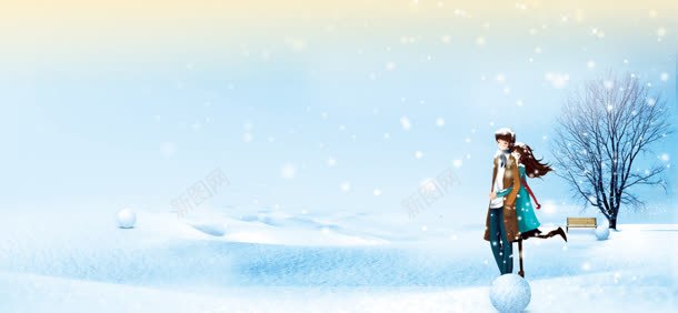韩国手绘画唯美背景bannerjpg设计背景_新图网 https://ixintu.com banner 冬季 唯美 情侣 手绘画 背景 雪景 韩国
