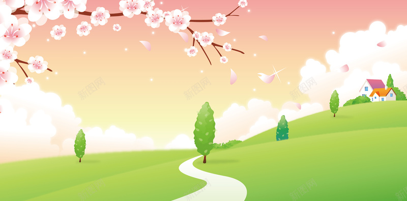 樱花绿树卡通背景矢量图ai设计背景_新图网 https://ixintu.com AI 卡通 山水风景 树木 樱花 粉色背景 绿色 背景 花 靓丽背景 风景 风景插画免费下载 矢量图