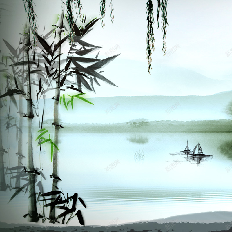 中国风水墨竹子PSD分层主图背景psd设计背景_新图网 https://ixintu.com 中国风背景 中药 主图 养生背景 文房四宝 旗袍背景 水墨背景 淘宝 直通车 竹子背景