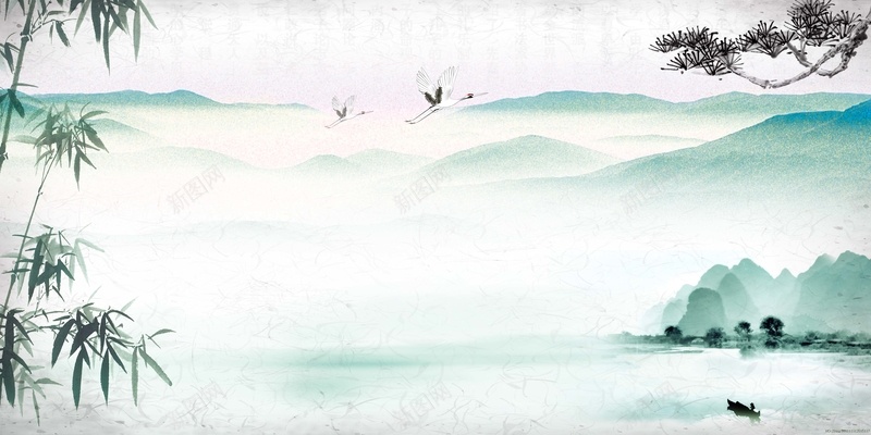 清明节竹子古风中国画广告背景psd设计背景_新图网 https://ixintu.com 中国风清明 云雾 古典清明 古风 清明促销 清明印象 清明活动 清明海报 竹子 远山