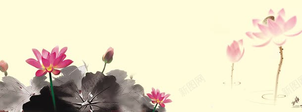 荷花中国风水墨画背景bannerjpg设计背景_新图网 https://ixintu.com banner 中国风 水墨画 背景 荷花