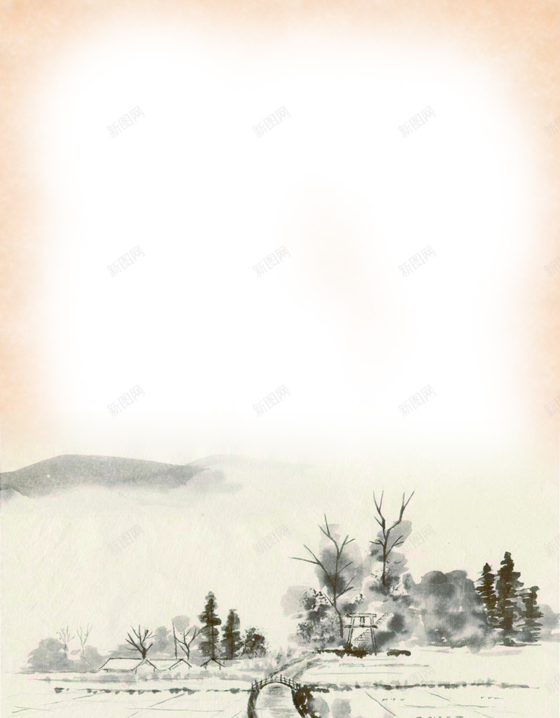 复古农田村庄中国风水墨背景psd设计背景_新图网 https://ixintu.com psd背景 中国风 中国风海报 农家场景插画 农家生活 农田 古风画册 国画 复古 封面设计 手绘 村庄 水墨