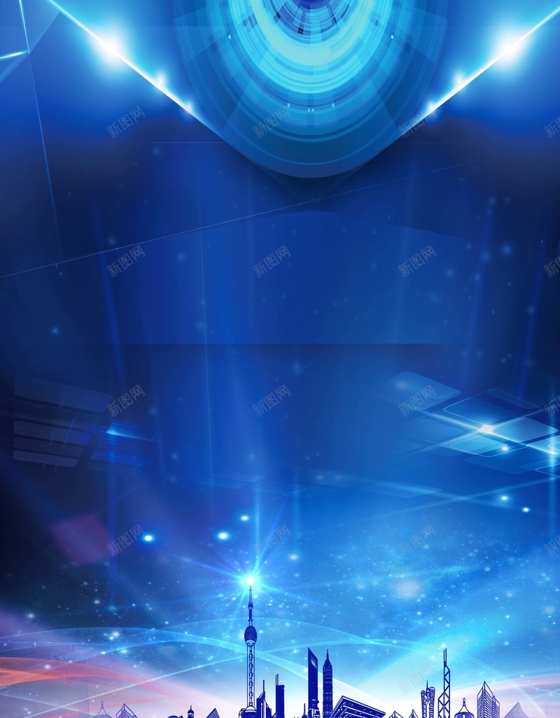 智能科技城市海报psd设计背景_新图网 https://ixintu.com AI智能 商务智能 城市 大气 建筑 智慧科技城市 智能城市 智能时代 蓝色