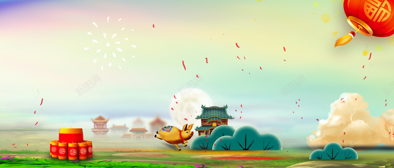 猪年新年背景psd设计背景_新图网 https://ixintu.com 2019 新年背景 春节背景 猪年