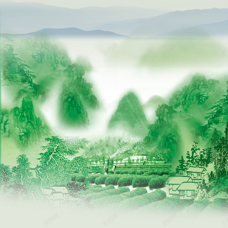 清新田园山水地产背景jpg设计背景_新图网 https://ixintu.com 大气 小桥流水人家 山水 平静 房地产宣传海报 清新田园背景 空气清新 简约 绿色背景