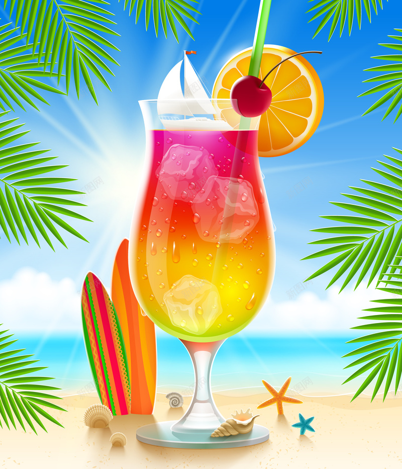 夏日鸡尾酒海报矢量背景ai设计背景_新图网 https://ixintu.com 夏日 度假 开心 海报 激情 狂欢 矢量背景 蓝天 鸡尾酒 矢量图