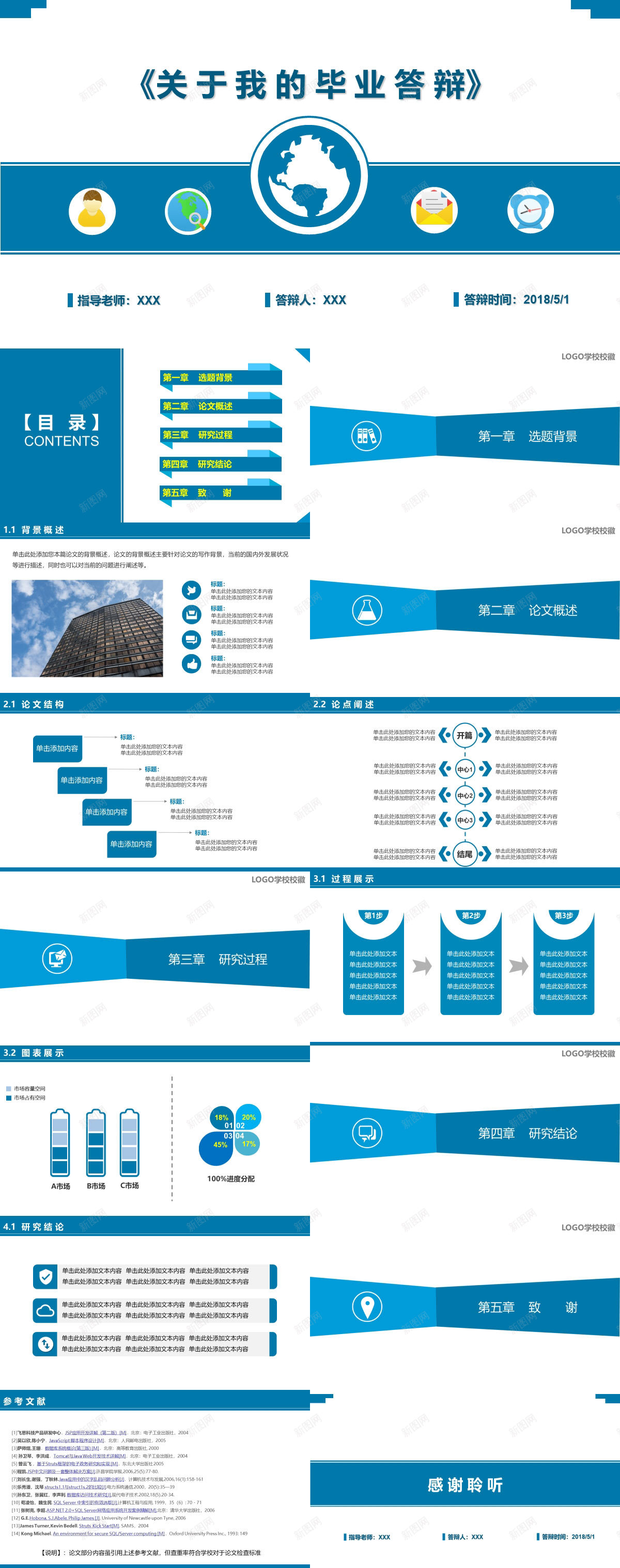 蓝色简约毕业答辩模板PPT模板_新图网 https://ixintu.com 模板 毕业 答辩 简约 蓝色