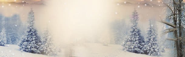 无敌雪景banner创意jpg设计背景_新图网 https://ixintu.com 树木 雪景 黄昏