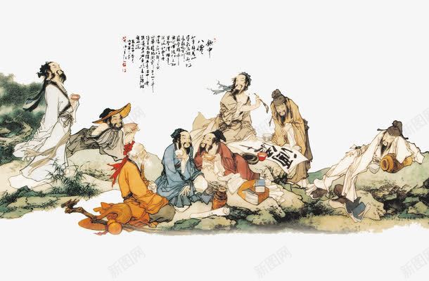 中国风八仙图png免抠素材_新图网 https://ixintu.com 中国画 中国风 中国风八仙图 八仙图 八仙图片大全 客厅画 工笔画 醉八仙 醉酒