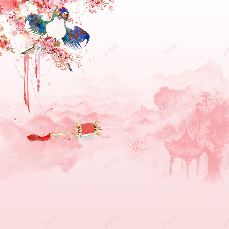 中国风古典服饰主图psd设计背景_新图网 https://ixintu.com 促销海报女装 典雅海报 古装 古风 女鞋 手绘 护肤品 文胸 旗袍 男装 短裤 箱包