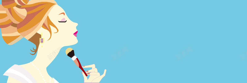 女孩化妆蓝色背景图矢量图ai设计背景_新图网 https://ixintu.com 刷子 化妆 口红 女孩 海报banner 蓝色 矢量图
