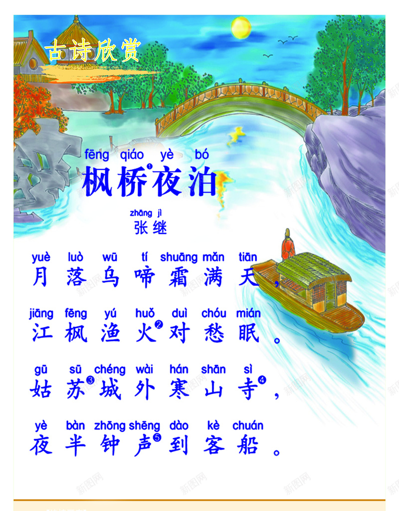 学生读诗词海报cdr设计背景_新图网 https://ixintu.com 中华古诗词图片 儿童教育海报 卡通 古诗词海报 古风 唐诗三百首 开心 手绘 童趣 风景