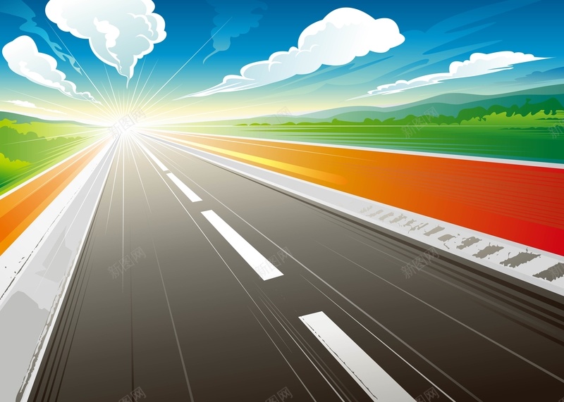 矢量卡通手绘高速公路背景ai高清背景_新图网 https://ixintu.com 卡通 手绘 海报 矢量 童趣 背景 赛车 透视 高速公路 矢量图