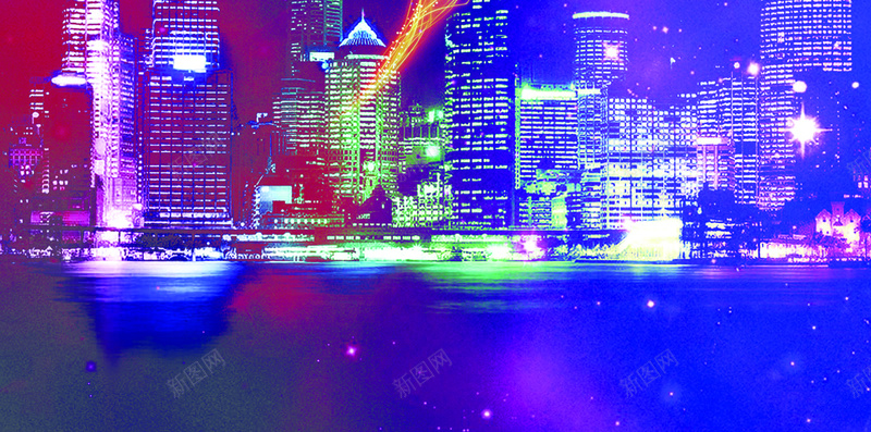 炫彩唯美城市剪影H5背景jpg设计背景_新图网 https://ixintu.com H5 H5背景 h5 jiany 光效 光晕 几何 扁平 渐变 炫彩