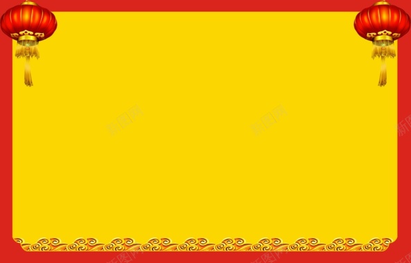 中国风红框黄色灯笼背景背景