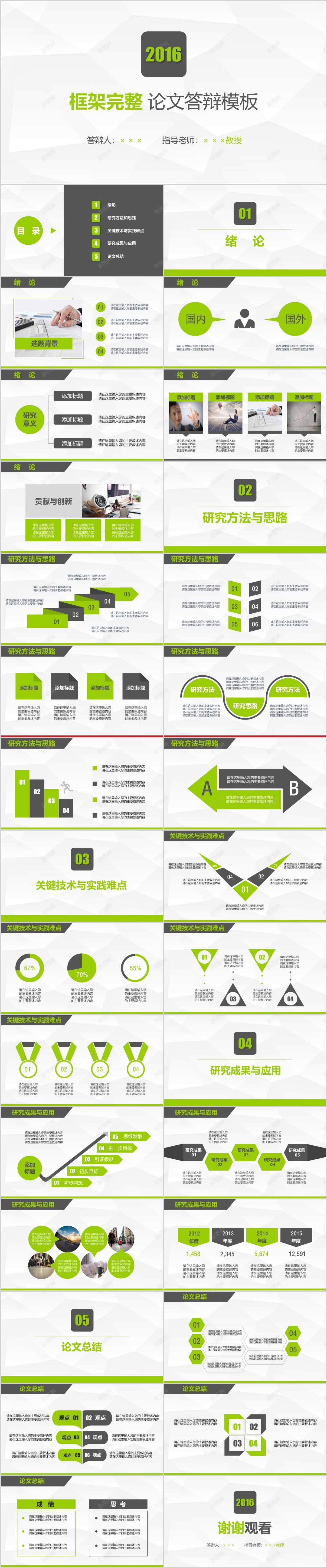 绿色简约毕业论文答辩模板PPT模板_新图网 https://ixintu.com 模板 毕业论文 答辩 简约 绿色