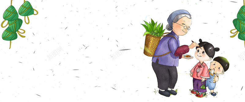 端午节文艺奶奶童趣简约白色背景psd设计背景_新图网 https://ixintu.com 中国风 传统节日 创意端午海报 屈原 广告 端午节 粽子 素材 背景 设计 赛龙舟