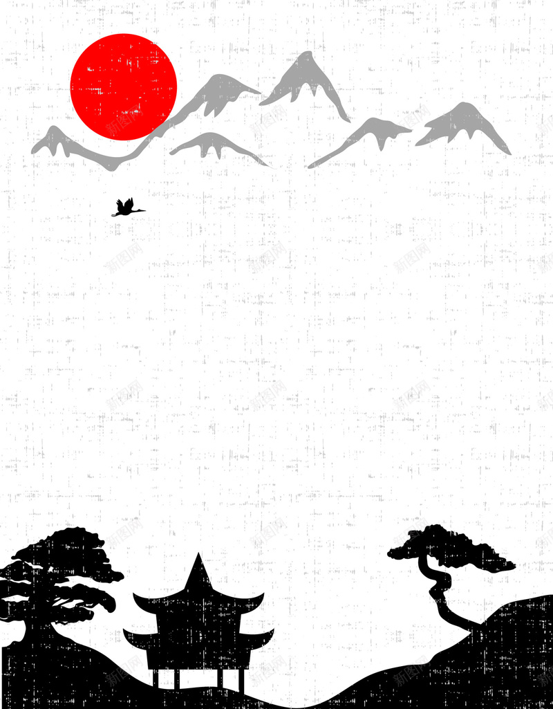 矢量古典中国风建筑剪影效果背景ai设计背景_新图网 https://ixintu.com 中国风 中国风建筑 传统建筑 古典 古树 塔 复古 建筑剪影 松枝 水墨 海报 背景 飞鸟 矢量图