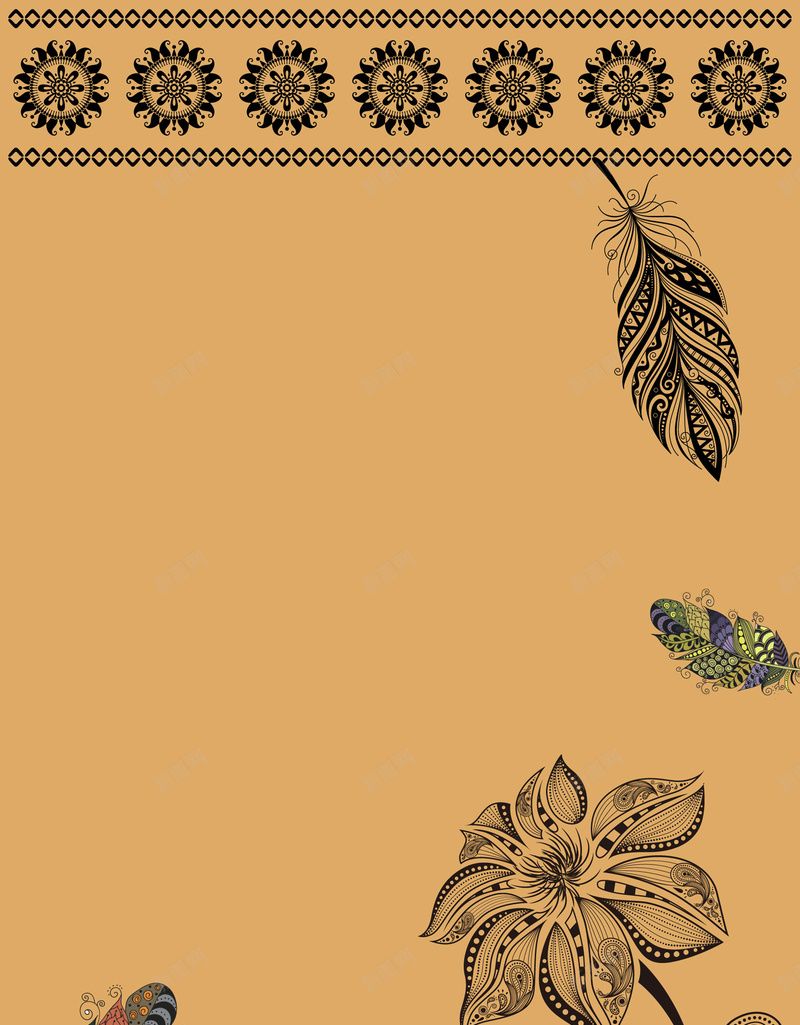 传统花卉图案背景矢量图ai设计背景_新图网 https://ixintu.com 传统 古典 图案 少数 民族 民族风 背景 花卉 黄色 矢量图