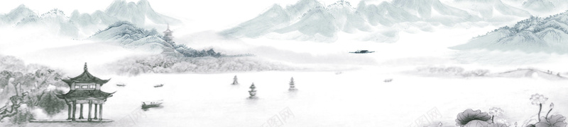 中国风水墨画psd设计背景_新图网 https://ixintu.com banner 中国风 杭州 水墨画 海报banner