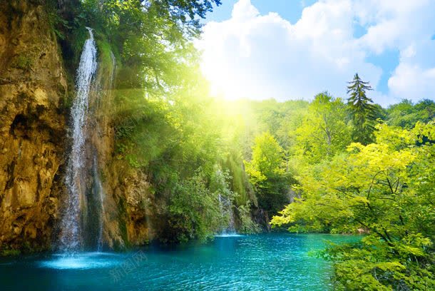 瀑布树木湖泊背景jpg设计背景_新图网 https://ixintu.com 图片素材 底纹 底纹背景 手绘 插画 树木 湖泊 瀑布 瀑布树木湖泊背景图片 瀑布树木湖泊背景图片素材下载 背景 背景墙 背景花边 花卉 阳光 鲜花