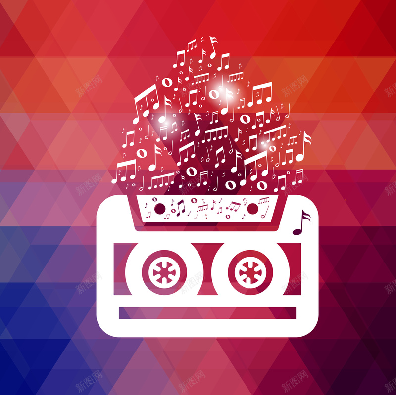 音乐磁带背景矢量图ai设计背景_新图网 https://ixintu.com 几何 扁平 渐变 矢量图个性 磁带 背景 音乐 音符 马赛克 矢量图