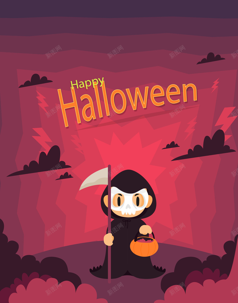 万圣节巫师狂激情欢矢量图ai设计背景_新图网 https://ixintu.com 万圣节狂欢鬼屋 小男孩 巫师 恐怖 红色 节日 邪恶 闪电 矢量图