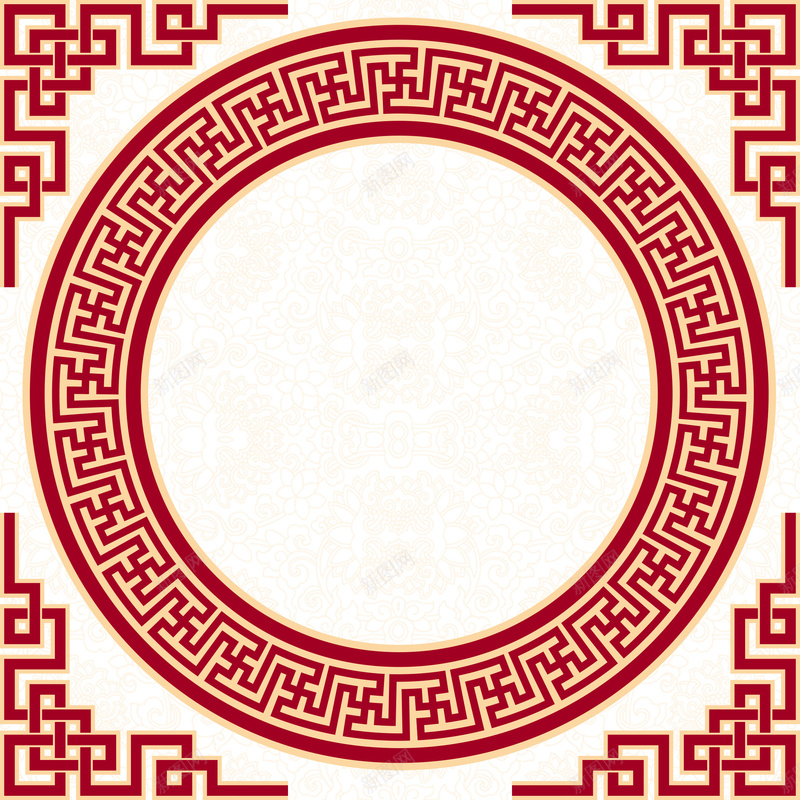 com 中国古典花纹 中式传统剪纸 中式元素 中式圆形花纹图案 古典花纹