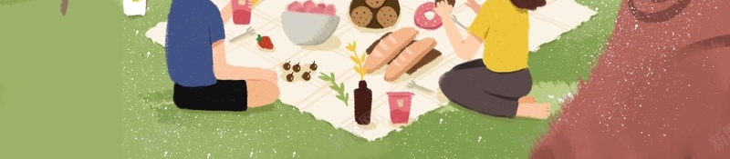 踏青简约手绘卡通插画背景jpg设计背景_新图网 https://ixintu.com 人物 卡通 女孩 手绘 插画 春天 简约 绿色背景 草地 踏青 野餐 风景