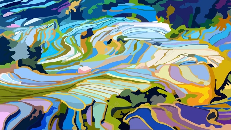 云南梯田背景图矢量图ai设计背景_新图网 https://ixintu.com 小道 梯田 水田 色彩 矢量图
