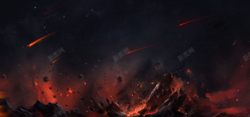 火山科幻红色影视海报背景jpg设计背景_新图网 https://ixintu.com 交战 外星 宇宙 影视 战争 星球 星空 海报 激烈 火山 爆发 特技 科幻 红色 背景 黑色