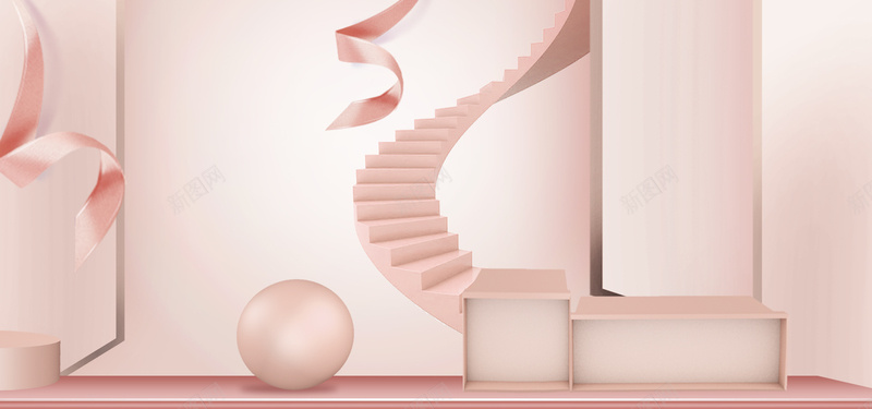 微立体肤色底妆化妆品淘宝天猫banner海报psd设计背景_新图网 https://ixintu.com 促销 化妆品 底妆 护肤品 新品 楼梯 空间感 立体球 肤色