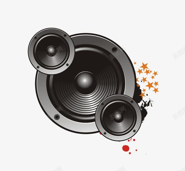 黑白音响png免抠素材_新图网 https://ixintu.com 唱歌 喇叭孔 歌手大赛 音乐 音符 黑白音响