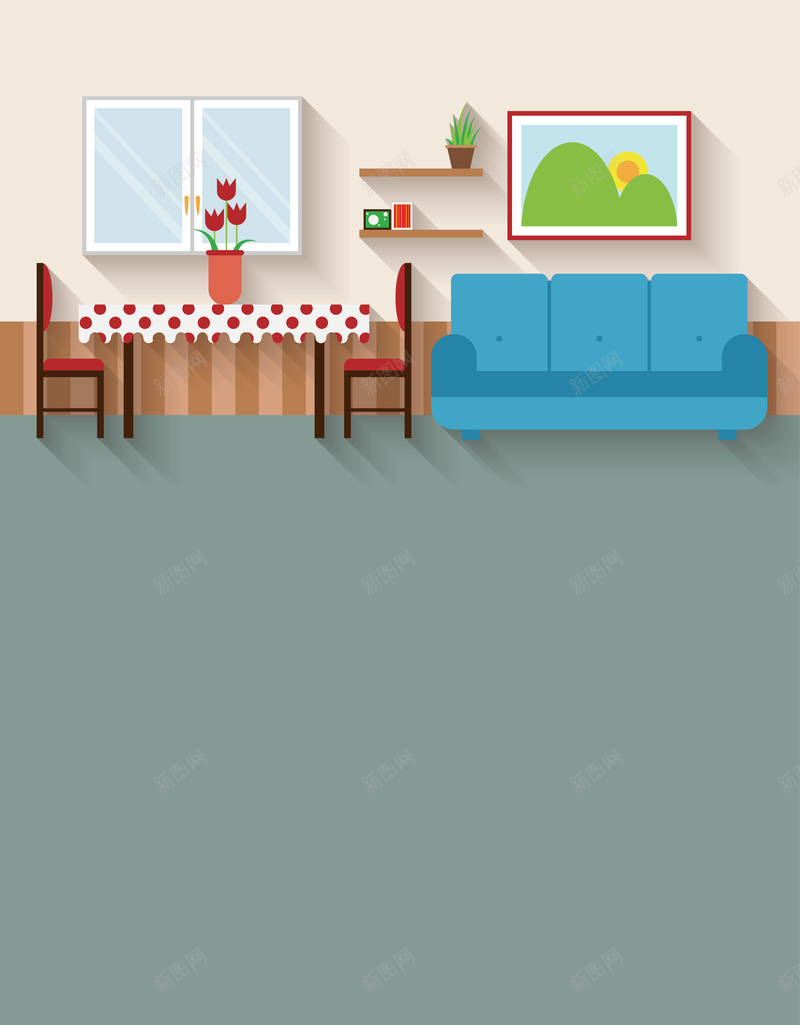 卡通插画家居家具背景海报矢量图ai设计背景_新图网 https://ixintu.com 卡通家具背景 家具 家具背景 家居 家居背景 矢量厨房背景 矢量客厅背景 背景素材 矢量图