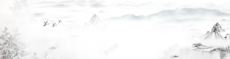 中国风背景jpg设计背景_新图网 https://ixintu.com 中国风 唯美 大气 山水 旗袍海报 水墨画 海报banner