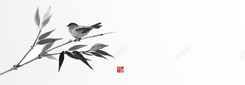 中国风水墨小鸟背景矢量图ai设计背景_新图网 https://ixintu.com 中国风 印章 复古 小鸟 柳枝 梅花 水墨画 海报banner 渐变 矢量图