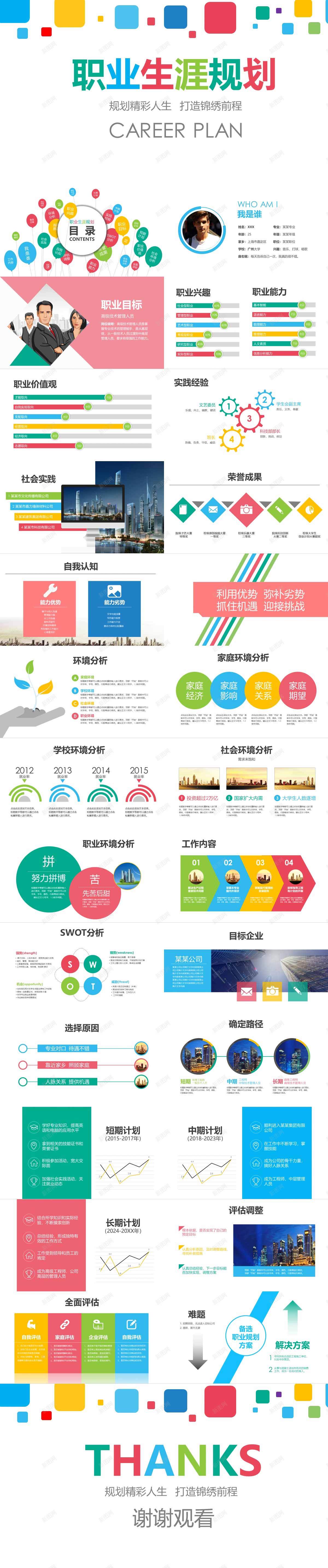 多彩职业生涯规划模板PPT模板_新图网 https://ixintu.com 多彩 模板 职业生涯 规划