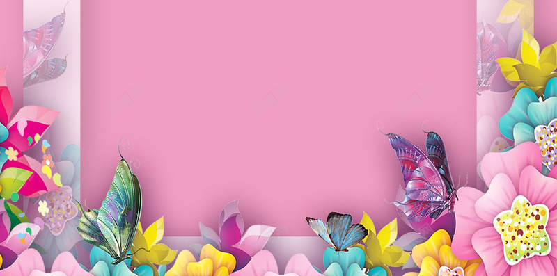 立体花朵春季上新H5psd设计背景_新图网 https://ixintu.com 3D立体 剪纸 唯美 多彩 时尚 梦幻 植物 流行 浪漫 潮流 简约背景 粉色背景 花卉 花朵 蝴蝶