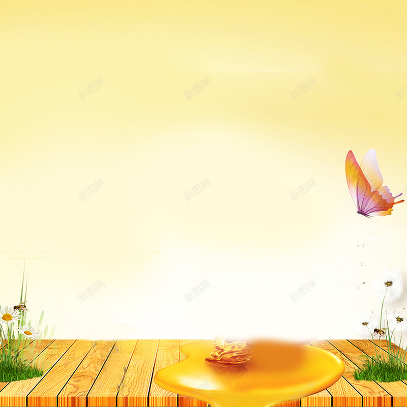 简约小清新psd设计背景_新图网 https://ixintu.com 主图 小清新 文艺 简约 蜂蜜背景素材 蝴蝶