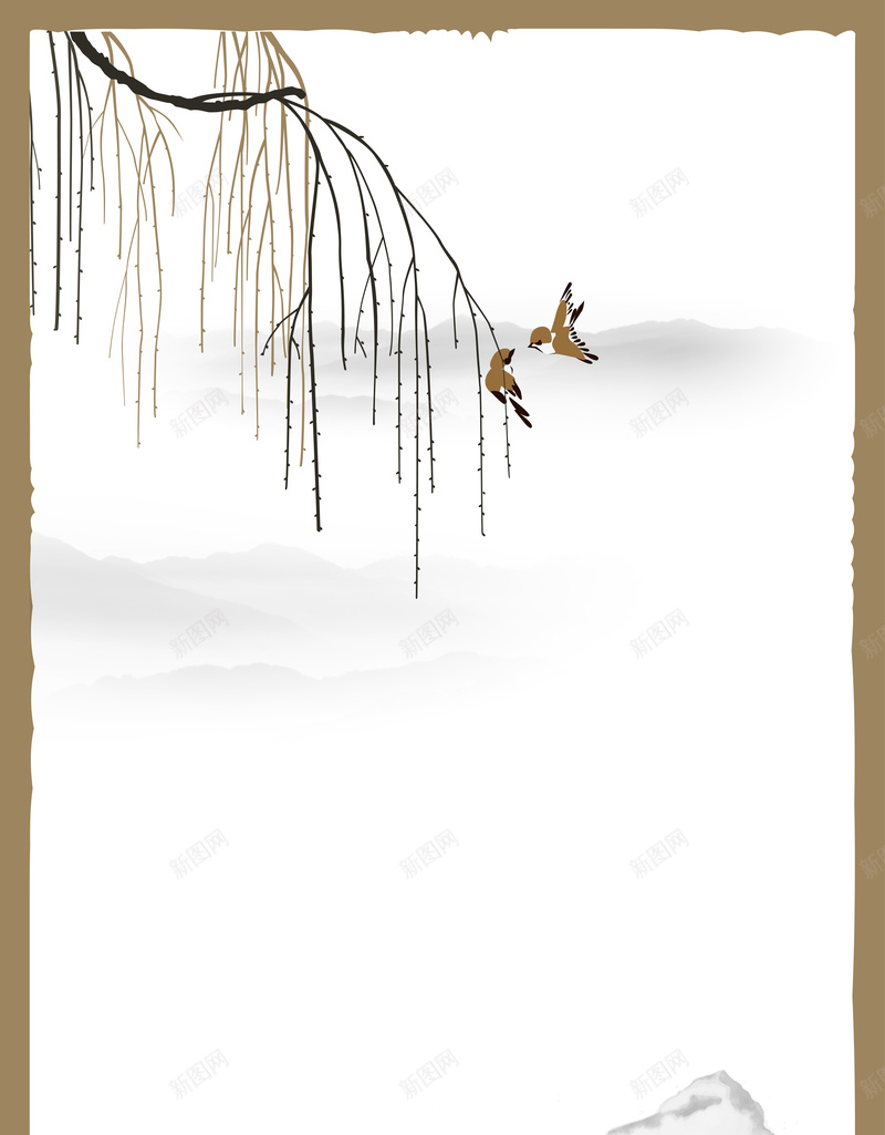 中国风水墨花鸟背景矢量图ai设计背景_新图网 https://ixintu.com 中国风 小鸟 新图网 柳枝 水墨 海报背景 素材 背景 背景素材 花鸟 矢量图