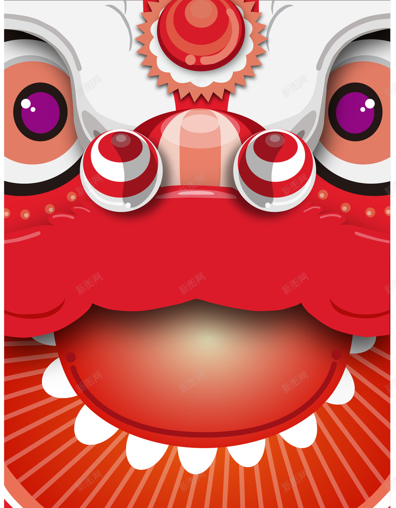 春节狂欢易拉宝矢量图ai设计背景_新图网 https://ixintu.com 中国风 喜庆 开心 扁平 新年 新春 春节 狂欢 狮头 简约 矢量图